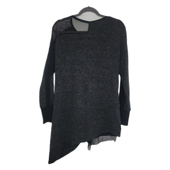 Sympli Tangent Tunic Sweater Mixed Media Lagenlook Hem Mesh Sleeve Knit Top 6-8 - Picture 10 of 12